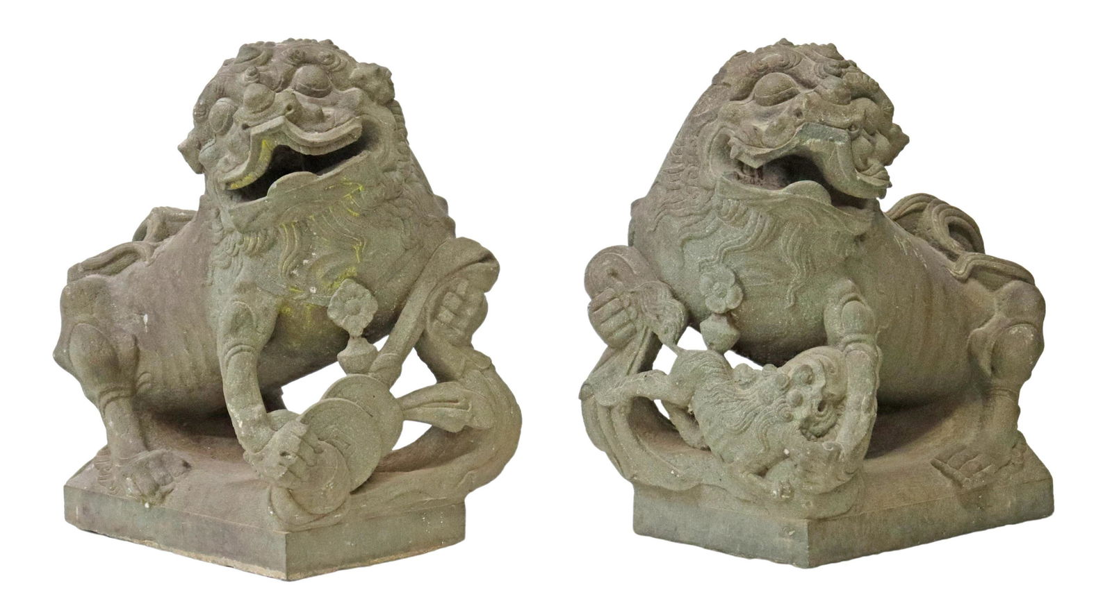 (2) LARGE CHINESE STONE GUARDIAN LION-DOGS (1 of 3)