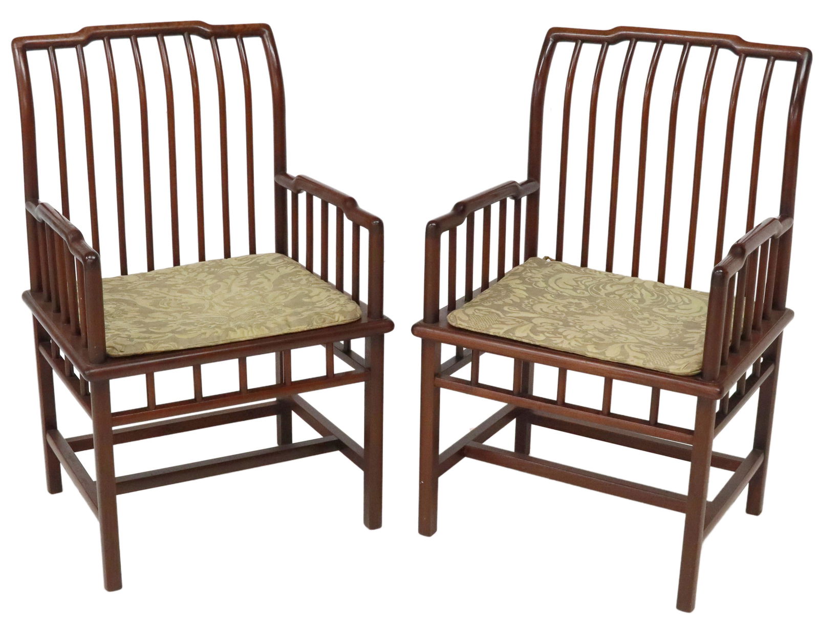 (2) CHINESE HARDWOOD SPINDLE BACK ARMCHAIRS (1 of 3)