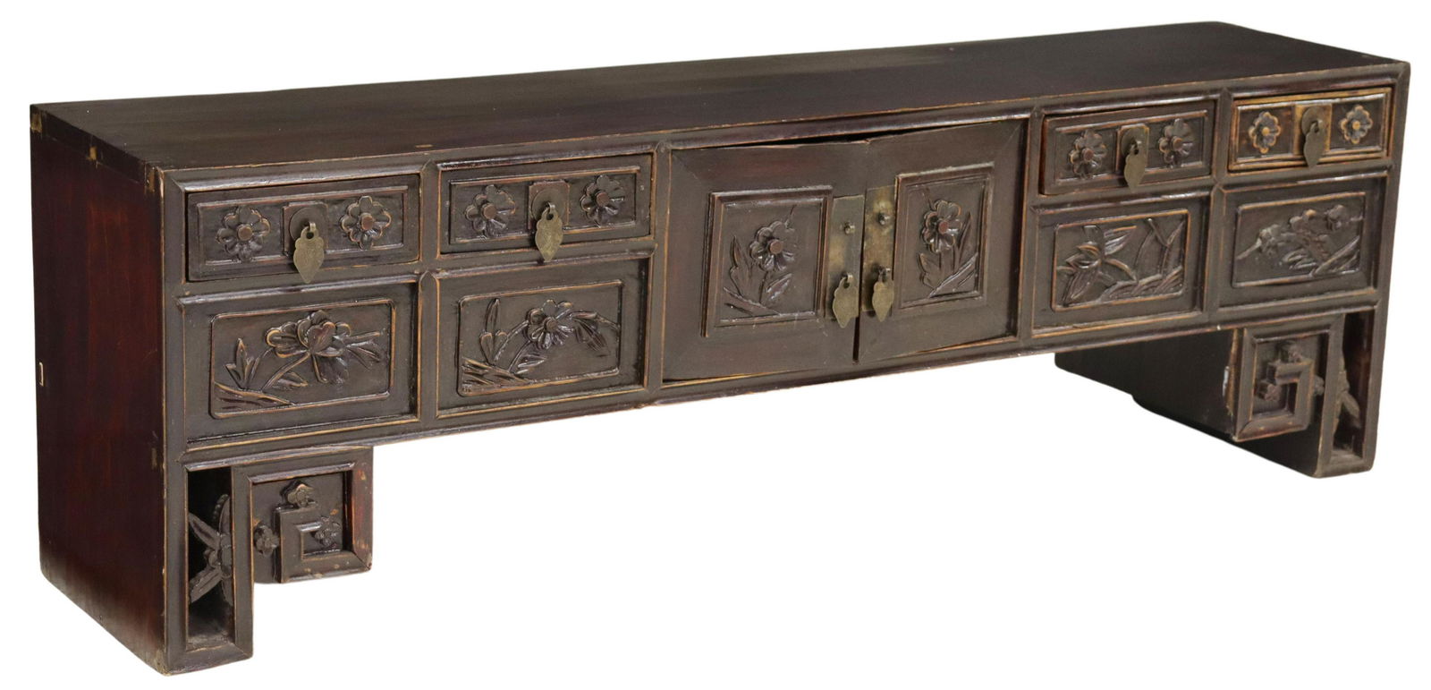CHINESE TABLETOP CARVED FLORAL CHEST/ CABINET (1 of 6)