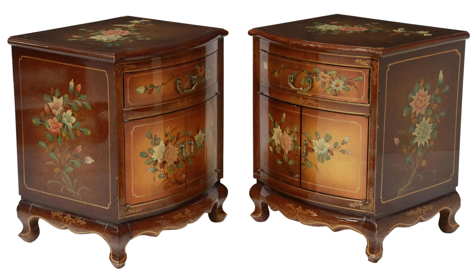 (2) CHINESE POLYCHROME LACQUERED BEDSIDE CABINETS (1 of 5)