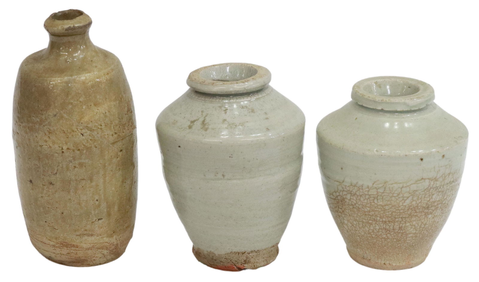 (3) ASIAN GLAZED CERAMIC STORAGE VESSELS (1 of 4)