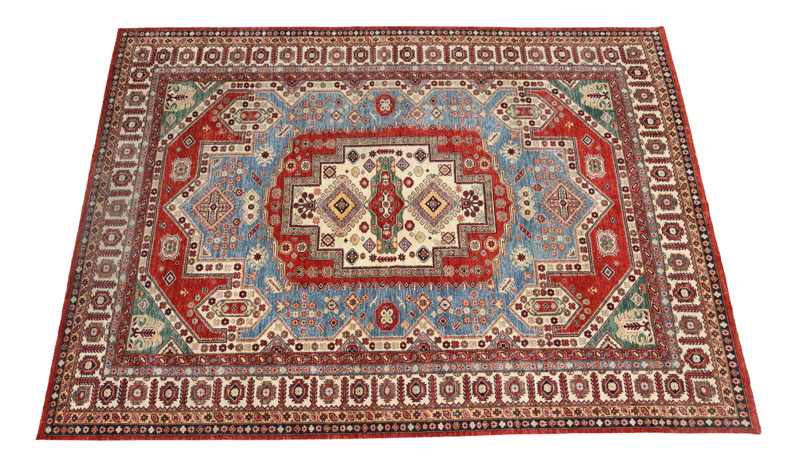 HAND-TIED PAKISTAN KAZAK RUG, 11'1" X 8'2" (1 of 3)