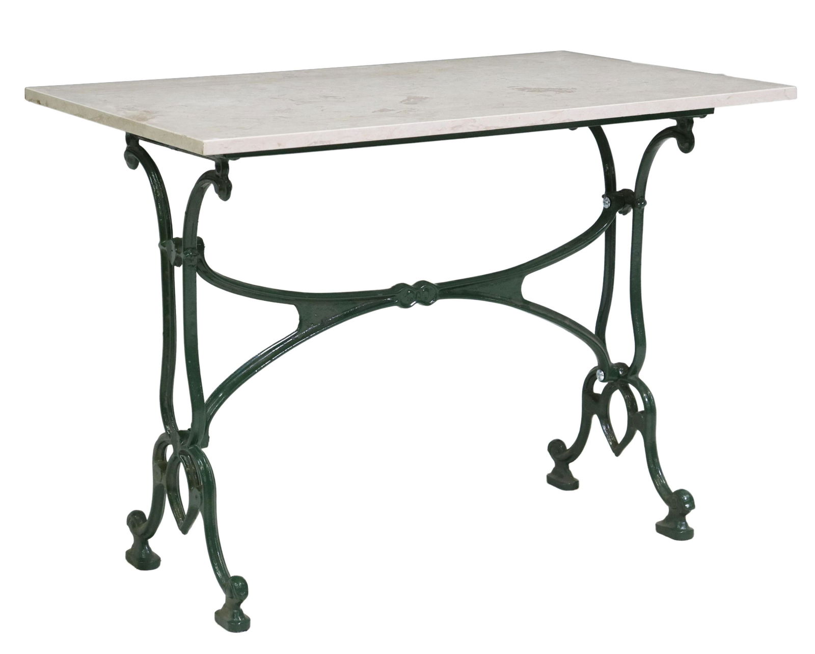 FRENCH MARBLE-TOP PAINTED CAST IRON BISTRO TABLE (1 of 4)