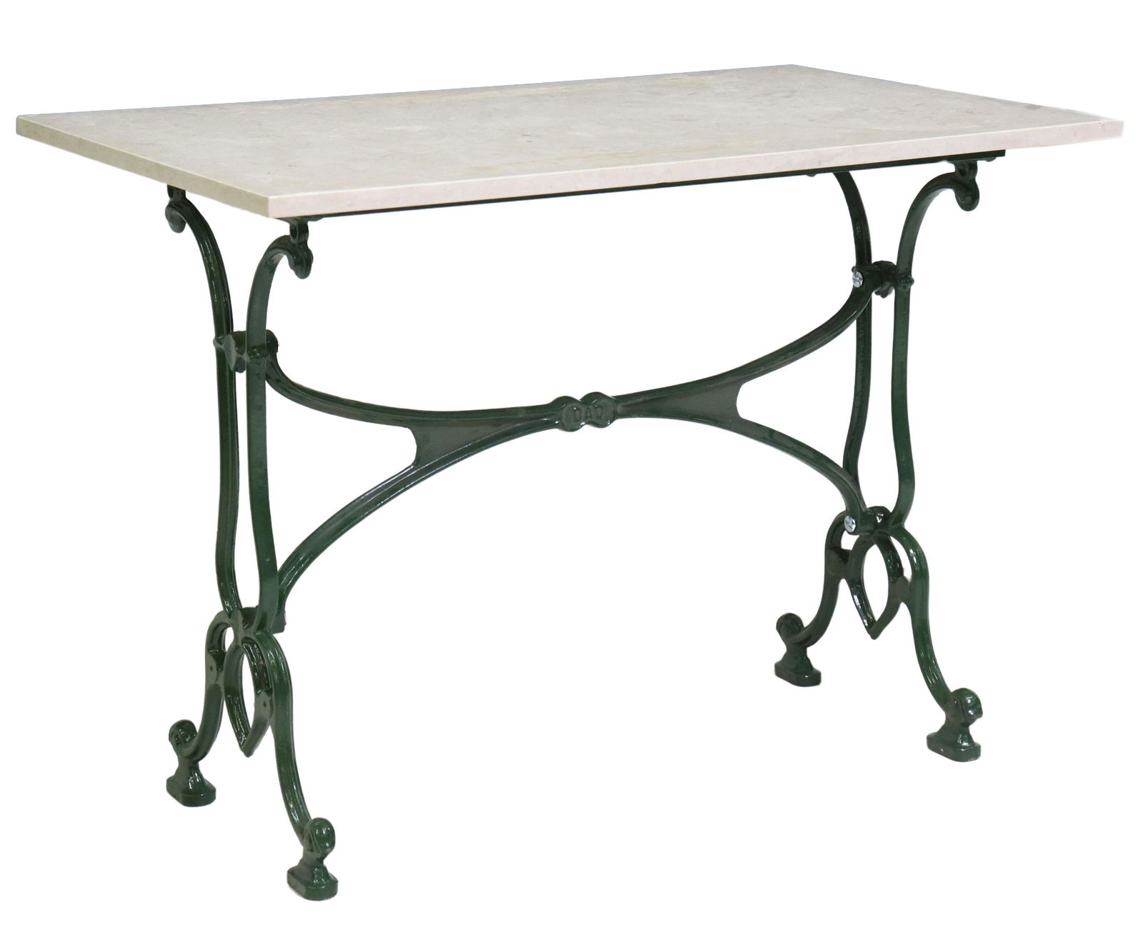 FRENCH MARBLE-TOP PAINTED CAST IRON BISTRO TABLE (1 of 4)