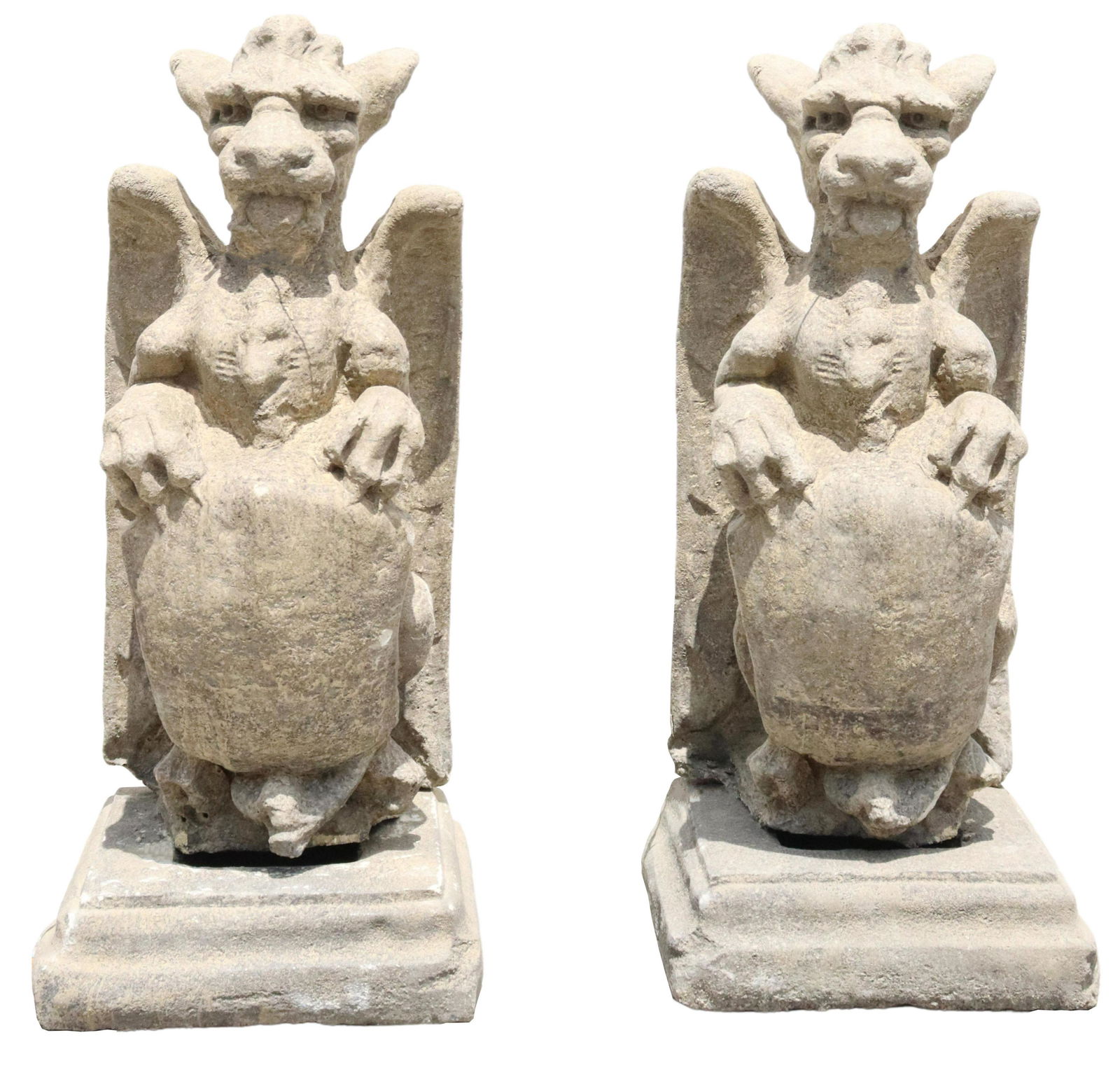 (2) CAST STONE GARDEN STATUARY, HERALDIC GARGOYLES (1 of 2)