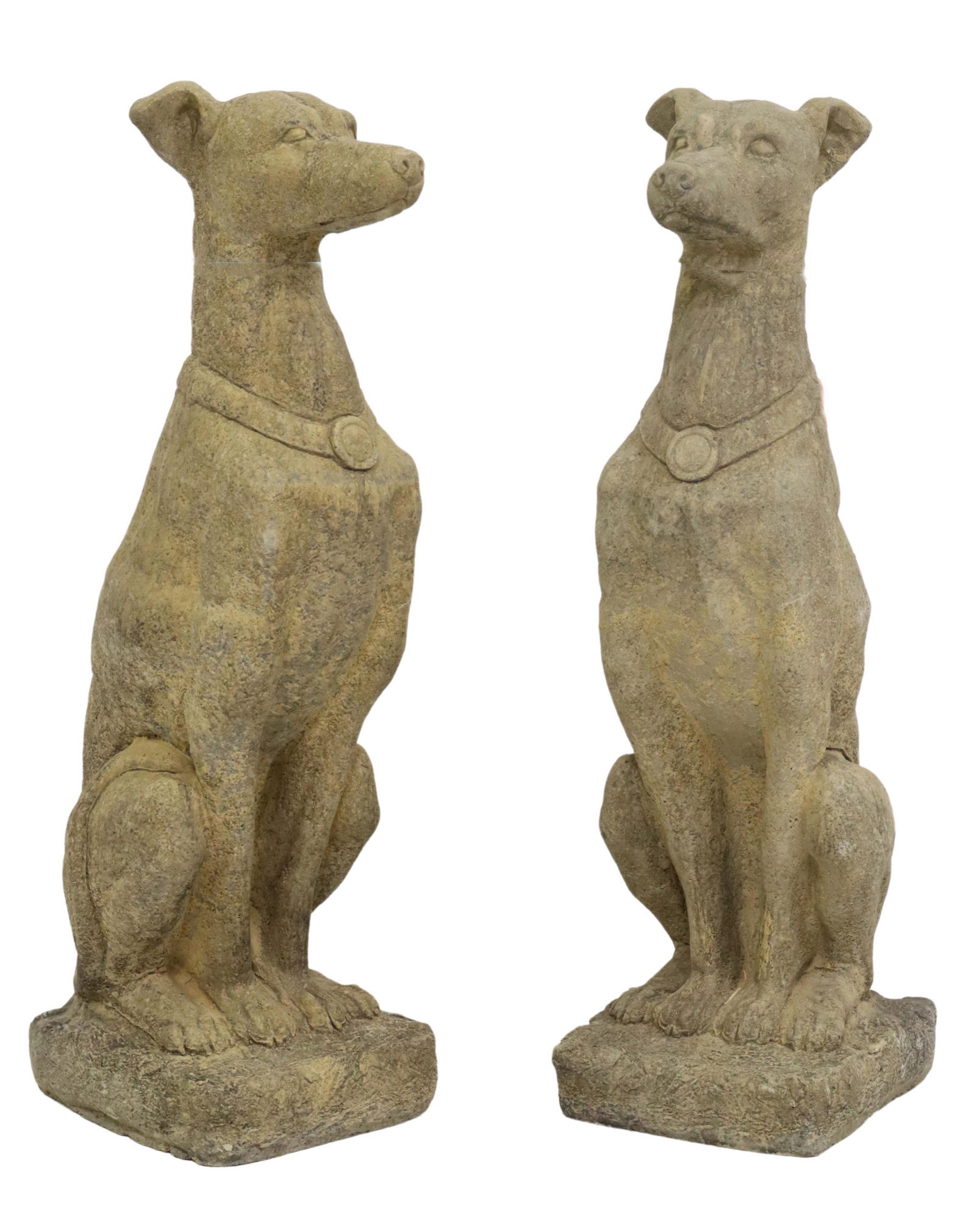 (2) LIFE-SIZE CAST STONE ITALIAN GREYHOUNDS, 30"H (1 of 3)