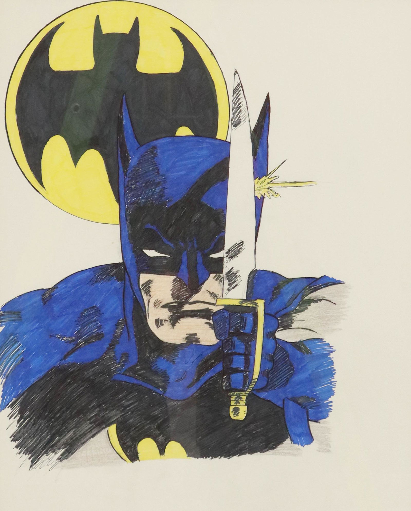 SIGNED TRAVIS HANMER FRAMED BATMAN DRAWING (1 of 4)
