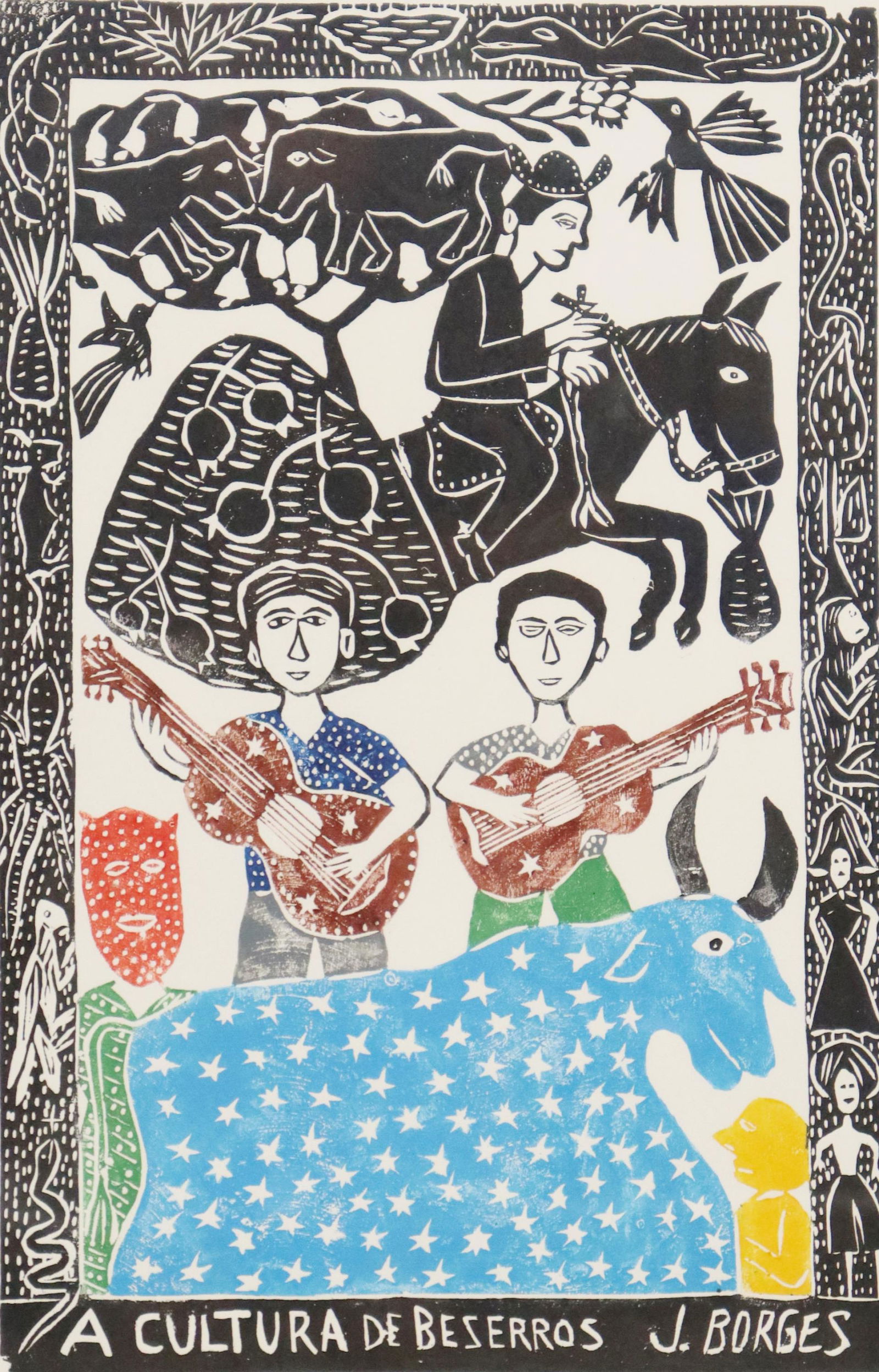 JOSE FRANCISCO BORGES (B.1935) WOODCUT PRINT (1 of 4)