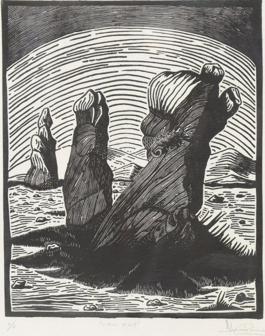 ALVARADO CARRENO (1933-2019) WOODCUT 'CACTUS' (1 of 5)