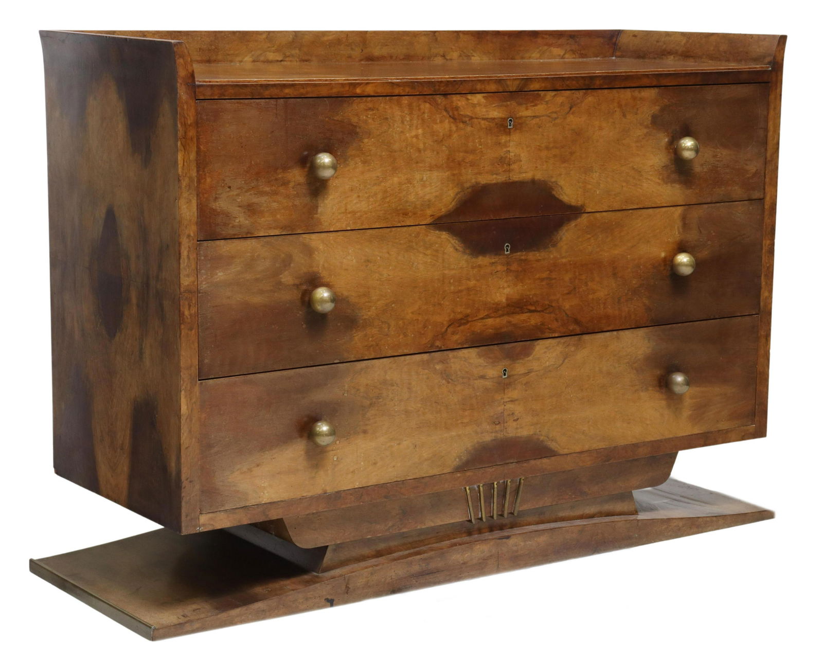 FRENCH ART DECO WALNUT THREE-DRAWER COMMODE (1 of 5)