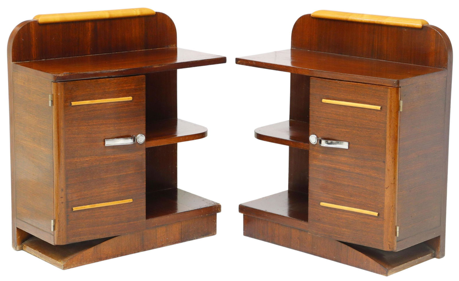 (2) ART DECO ROSEWOOD & MAPLE BEDSIDE CABINETS (1 of 5)