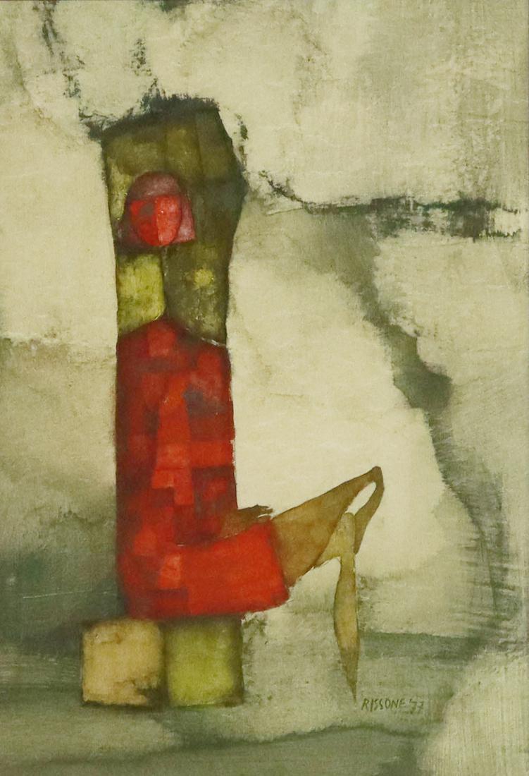 PAOLO RISSONE (B.1925) FRAMED ABSTRACT PAINTING (1 of 4)