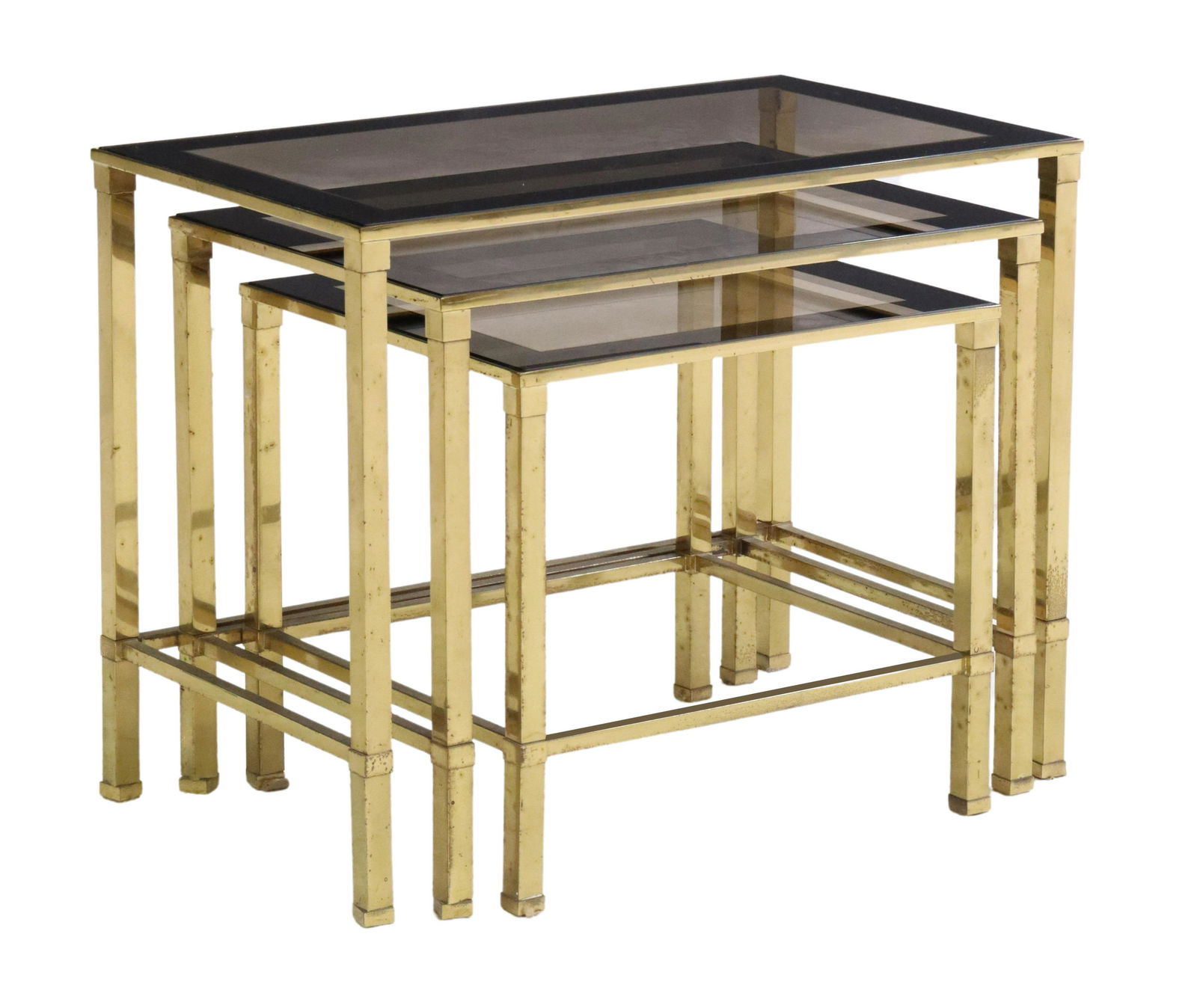 (3) ITALIAN MODERN SMOKED GLASS NESTING TABLES (1 of 5)