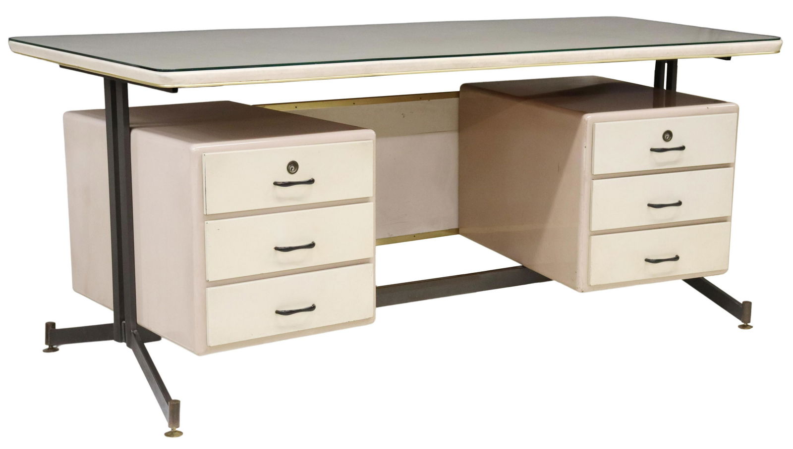 ITALIAN MID-CENTURY MODERN VINYL TANKER DESK (1 of 6)