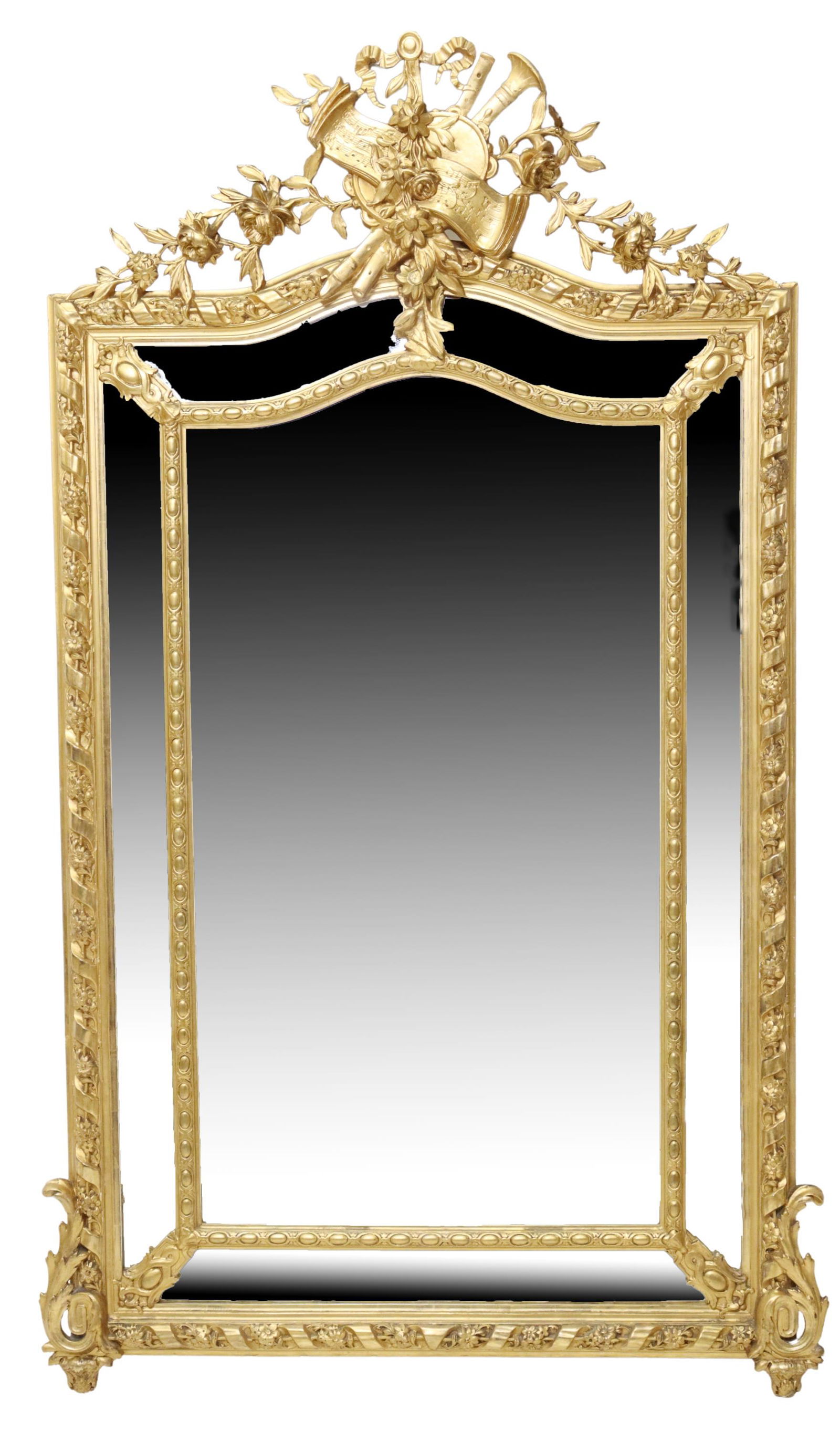 FRENCH LOUIS XVI STYLE CUSHION MIRROR, 73.5" X 44" (1 of 3)