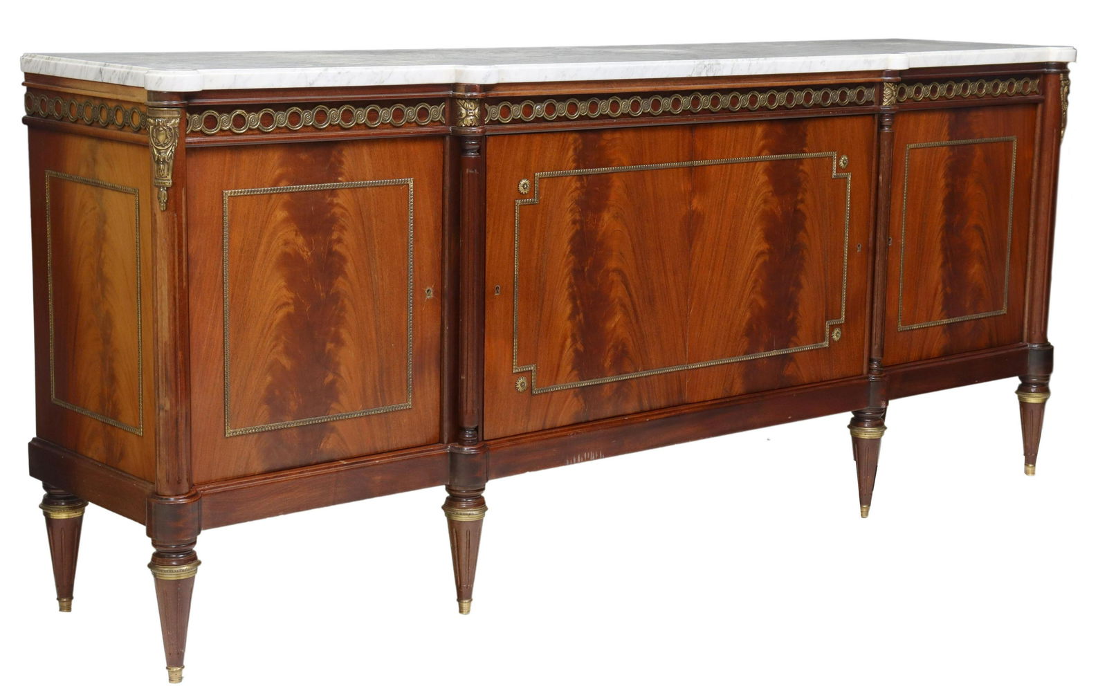 LOUIS XVI STYLE MARBLE-TOP MAHOGANY SIDEBOARD (1 of 6)