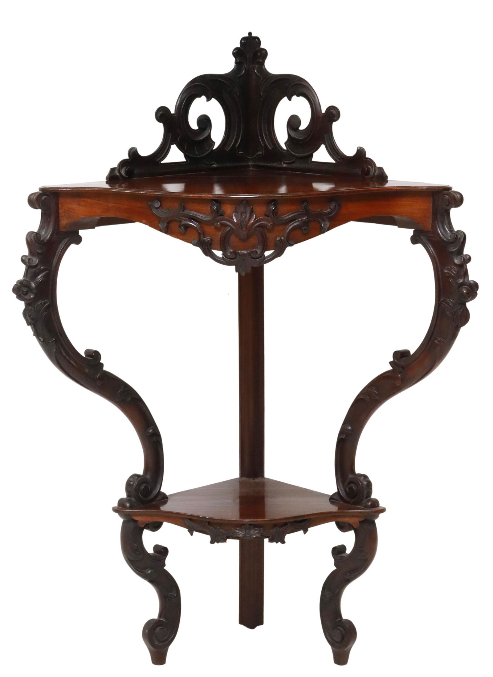 LOUIS XV STYLE PARCEL-EBONIZED CORNER ETAGERE (1 of 3)