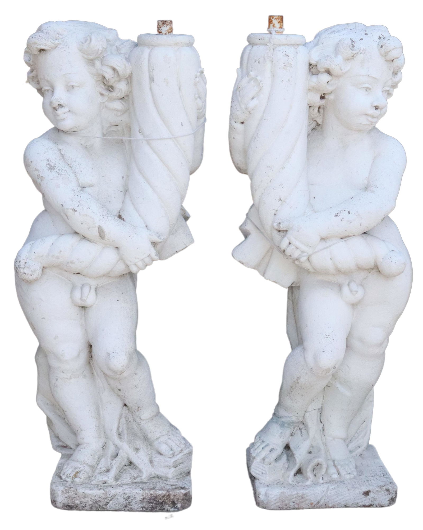 (2) CAST STONE GARDEN STATUARY, PUTTI FIGURES (0307) on Jun 24, 2022