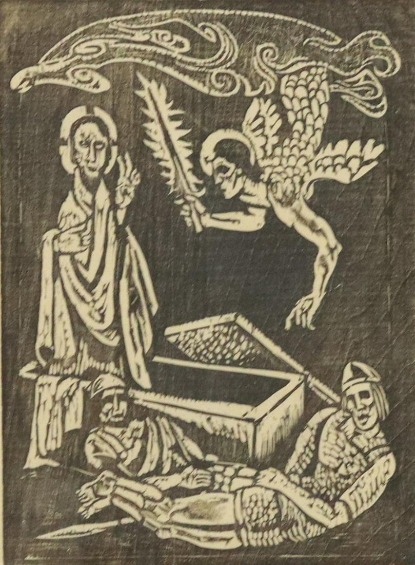 JOHN H. DAVIS (20TH C.) WOODCUT PRINT RESURRECTION (1 of 4)