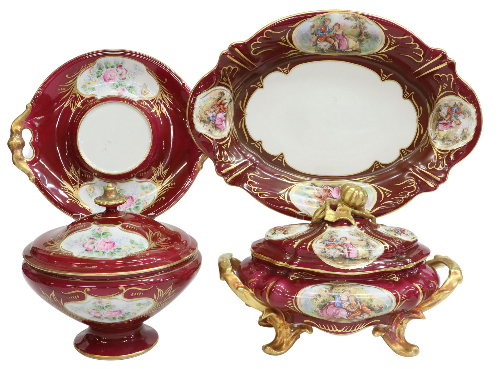 (4) FRENCH LIMOGES HAND-PAINTED PORCELAIN TUREENS (1 of 4)