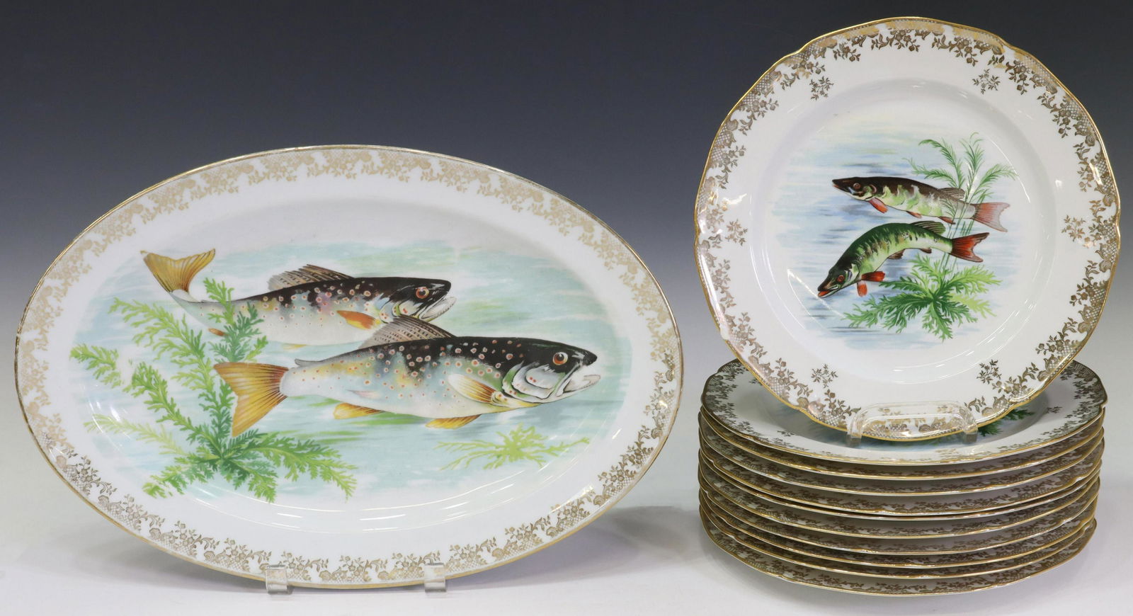 (12) FRENCH LIMOGES PORCELAIN FISH SERVICE (1 of 3)
