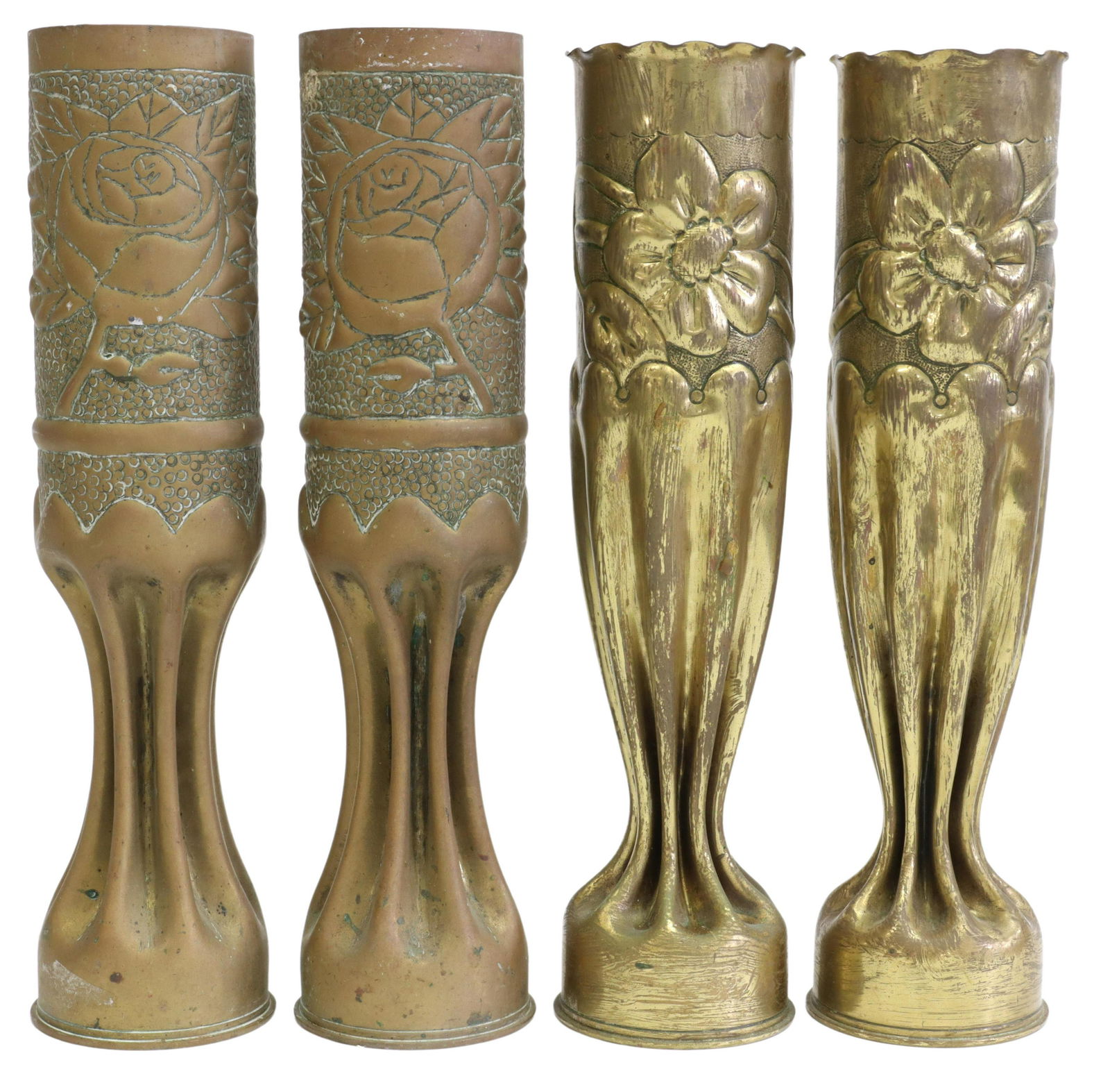 (4) WWI-ERA TRENCH ART ARTILLERY SHELL VASES (1 of 3)
