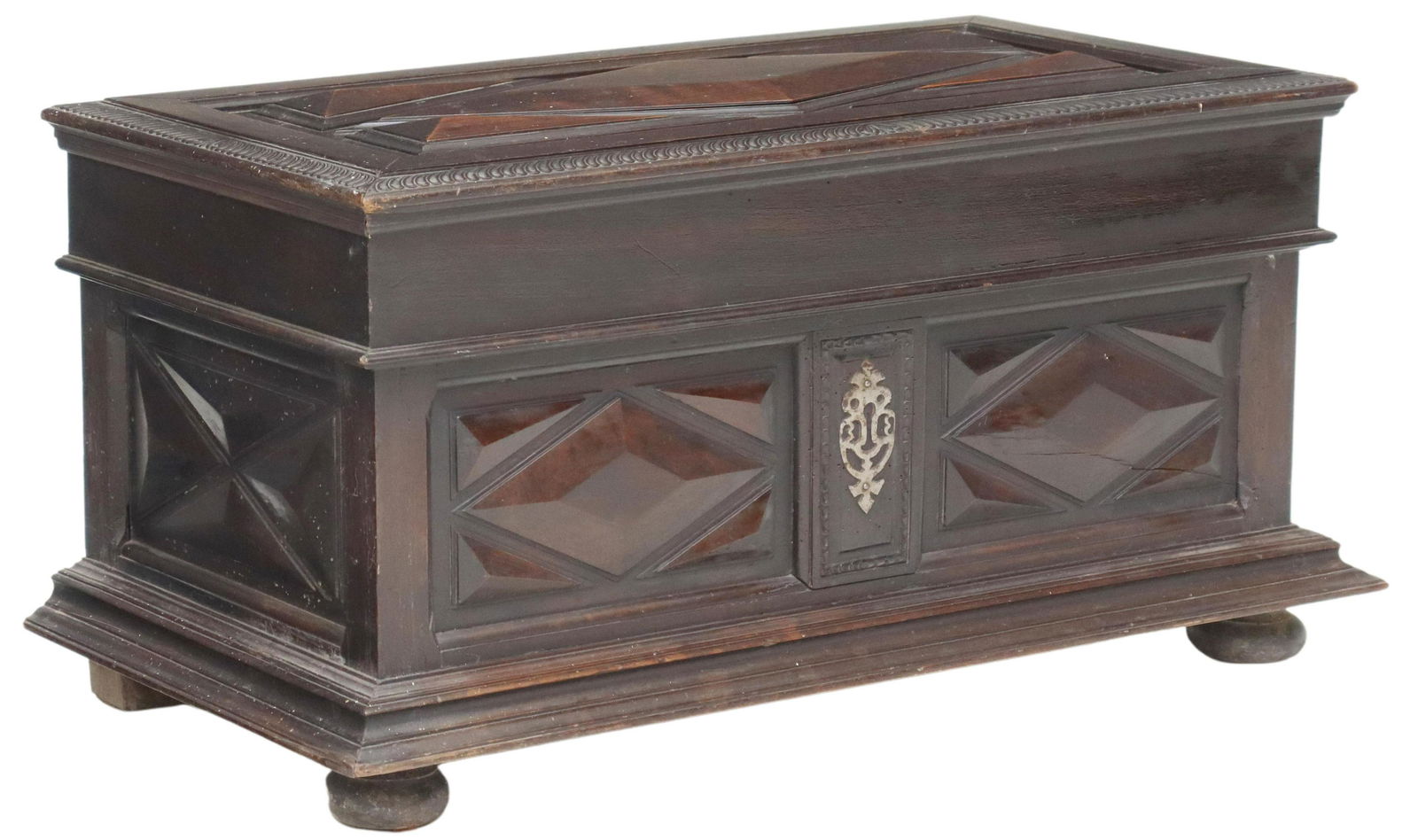 FRENCH LOUIS XIII STYLE CARVED WALNUT COFFER TRUNK (1 of 5)