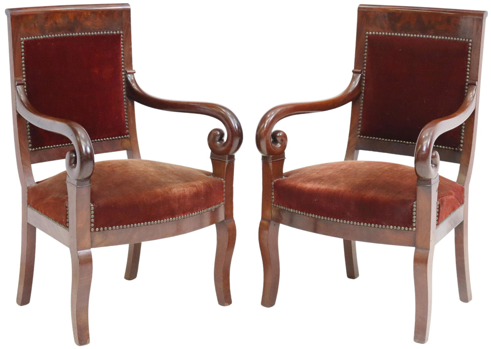 5) FRENCH LOUIS PHILIPPE PERIOD MAHOGANY FAUTEUILS (1 of 4)
