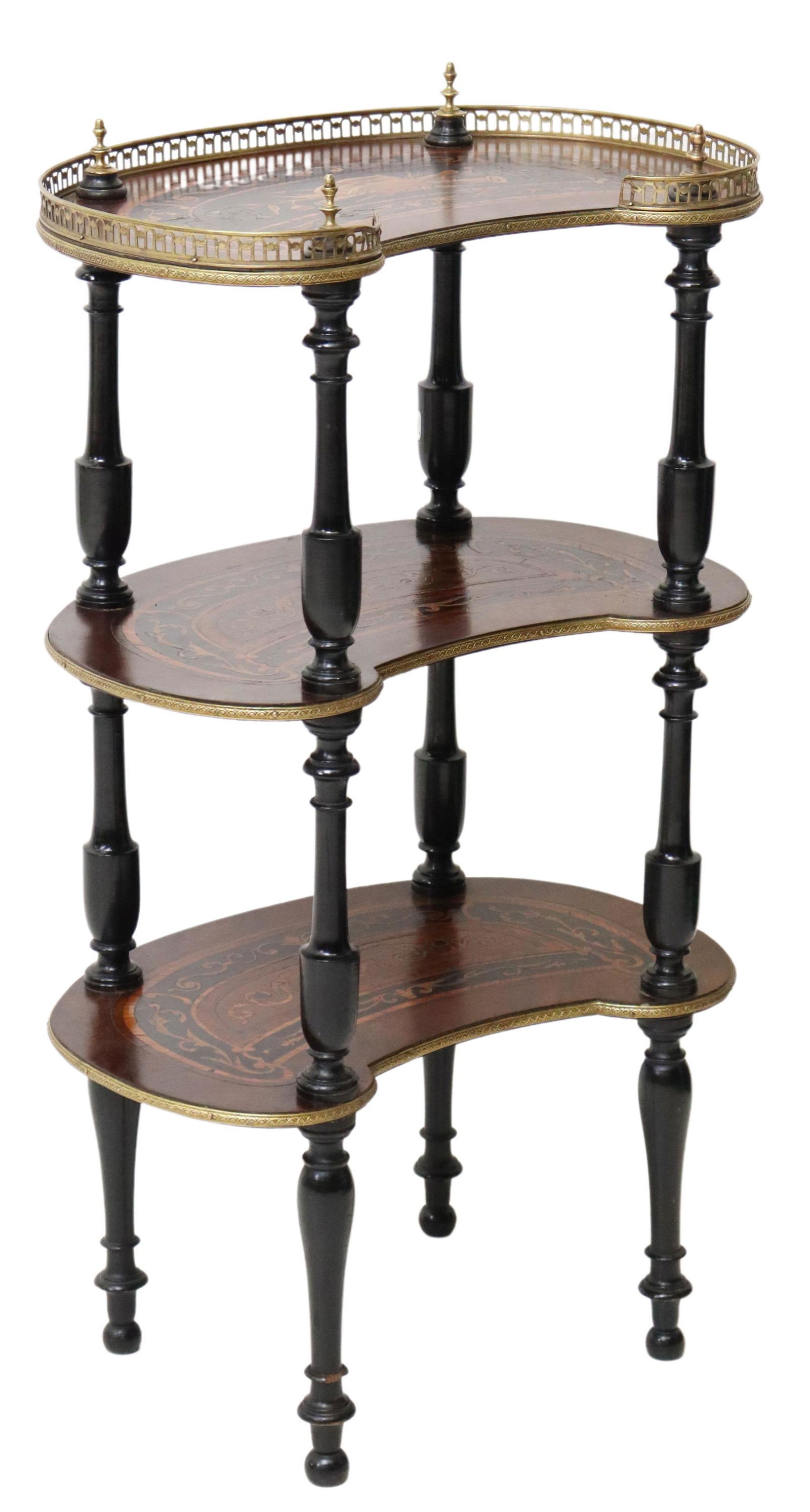 FRENCH NAPOLEON III MARQUETRY THREE-TIER STAND (1 of 4)