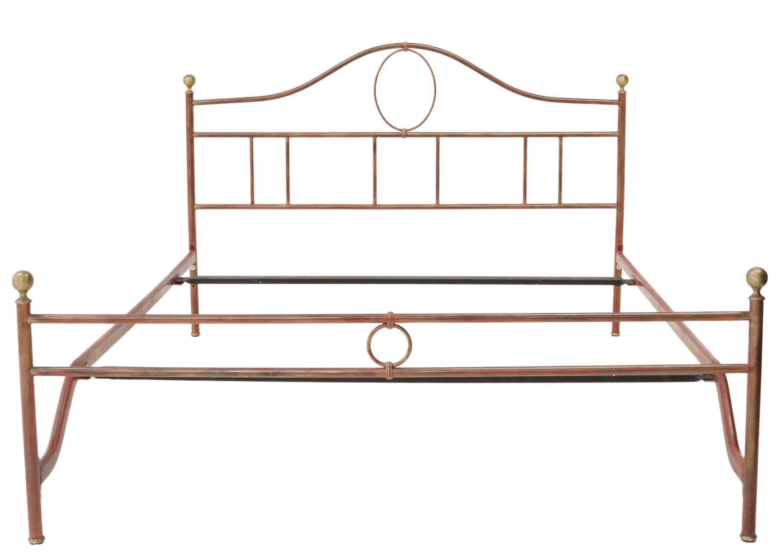 FRENCH PARCEL GILT & PAINTED IRON BED (1 of 2)