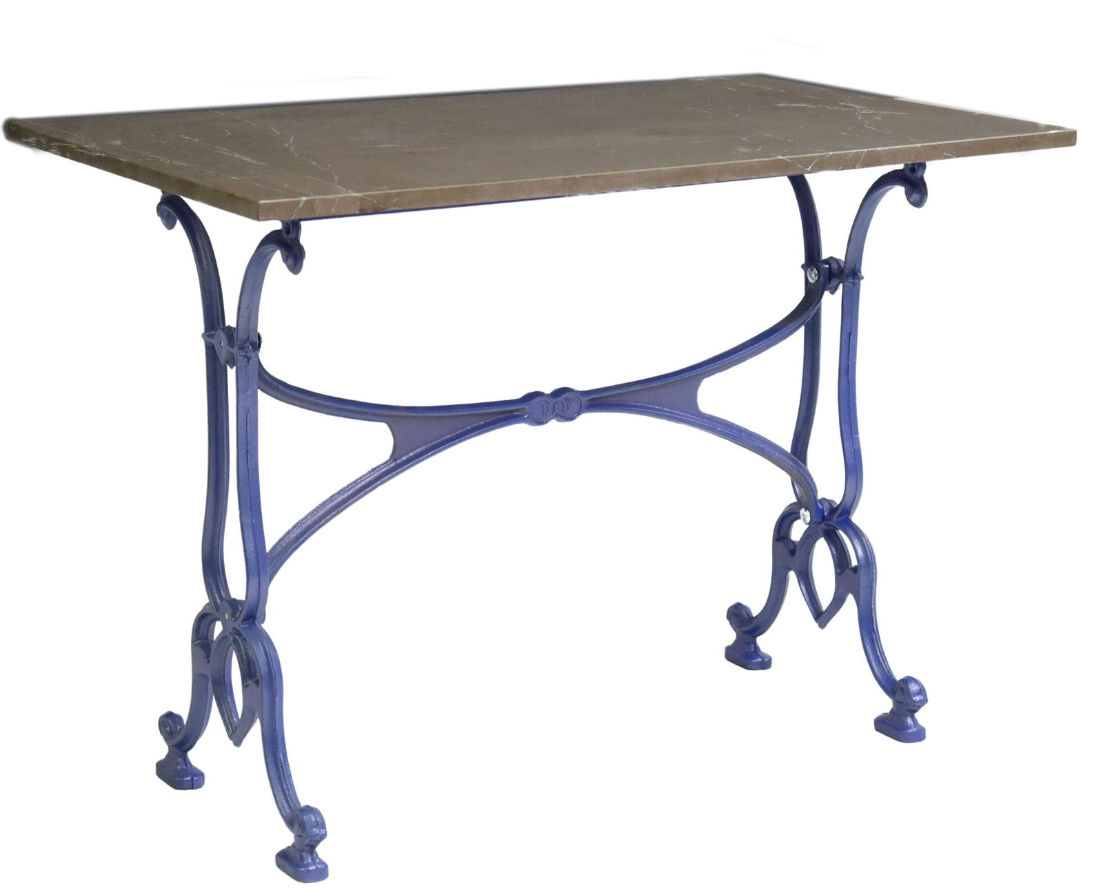 FRENCH MARBLE-TOP PAINTED CAST IRON BISTRO TABLE (1 of 3)