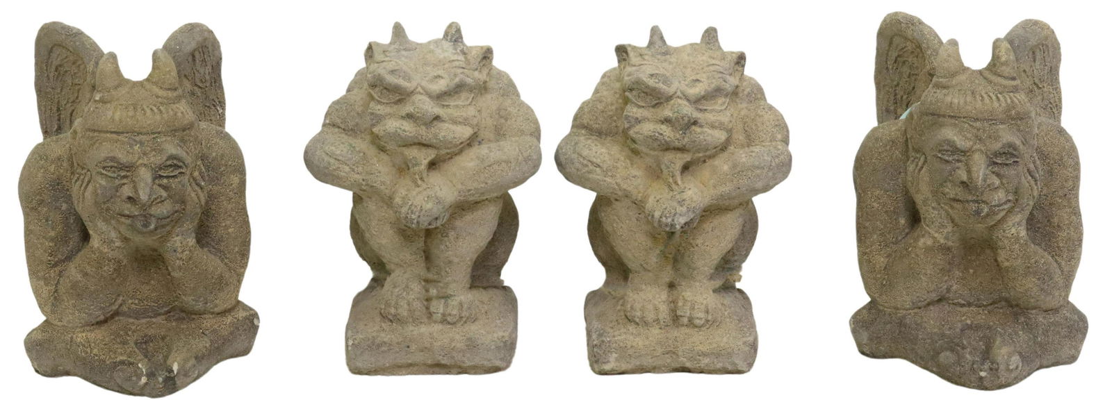 (4) CAST STONE GARDEN STATUARY, SEATED GARGOYLES (1 of 2)