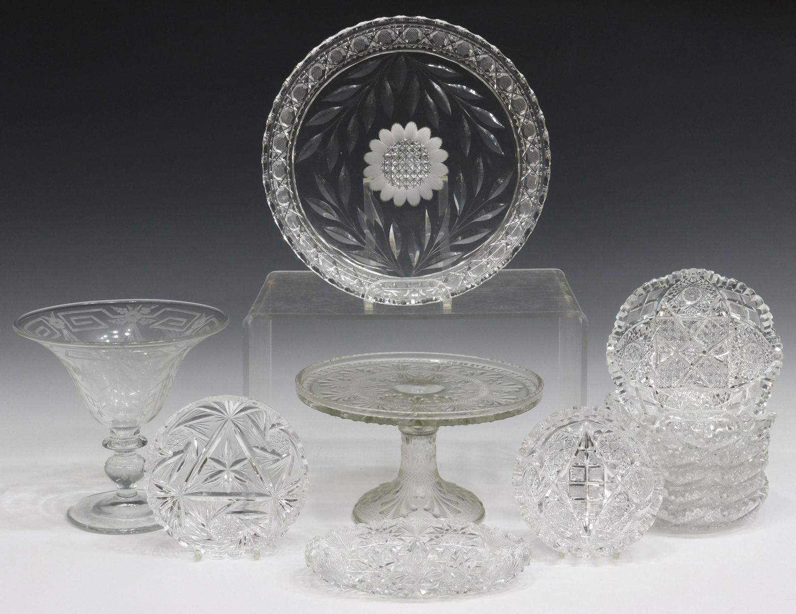 (12) BRILLIANT PERIOD & OTHER CUT GLASS TABLEWARE (1 of 5)