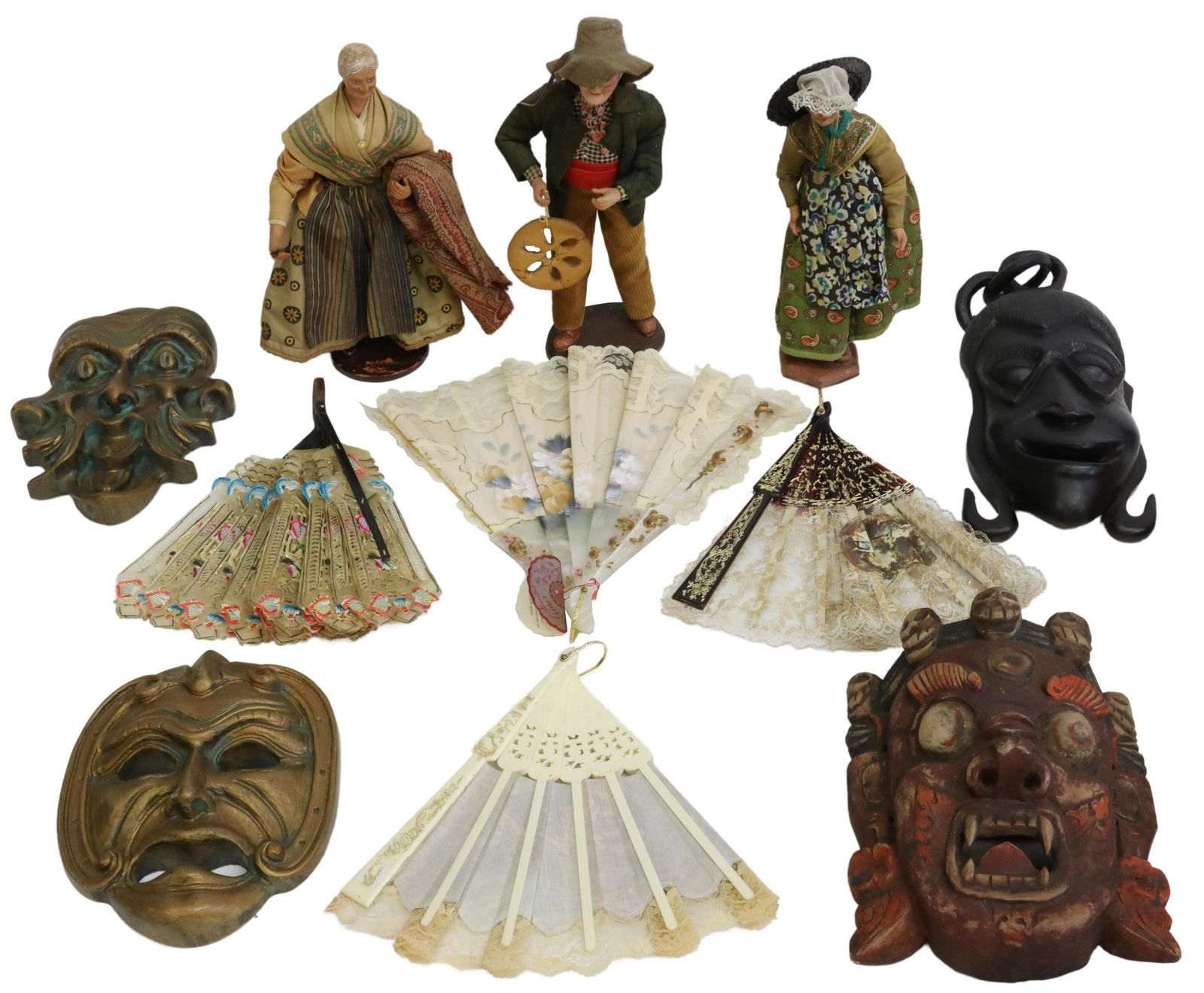 11) DECORATIVE ITEMS, FIGURES, MASKS, FOLDING FANS (1 of 4)