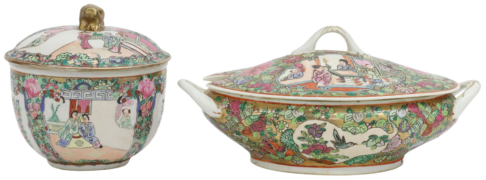 (2) CHINESE PORCELAIN PARCEL GILT TUREEN & BOWL (1 of 3)
