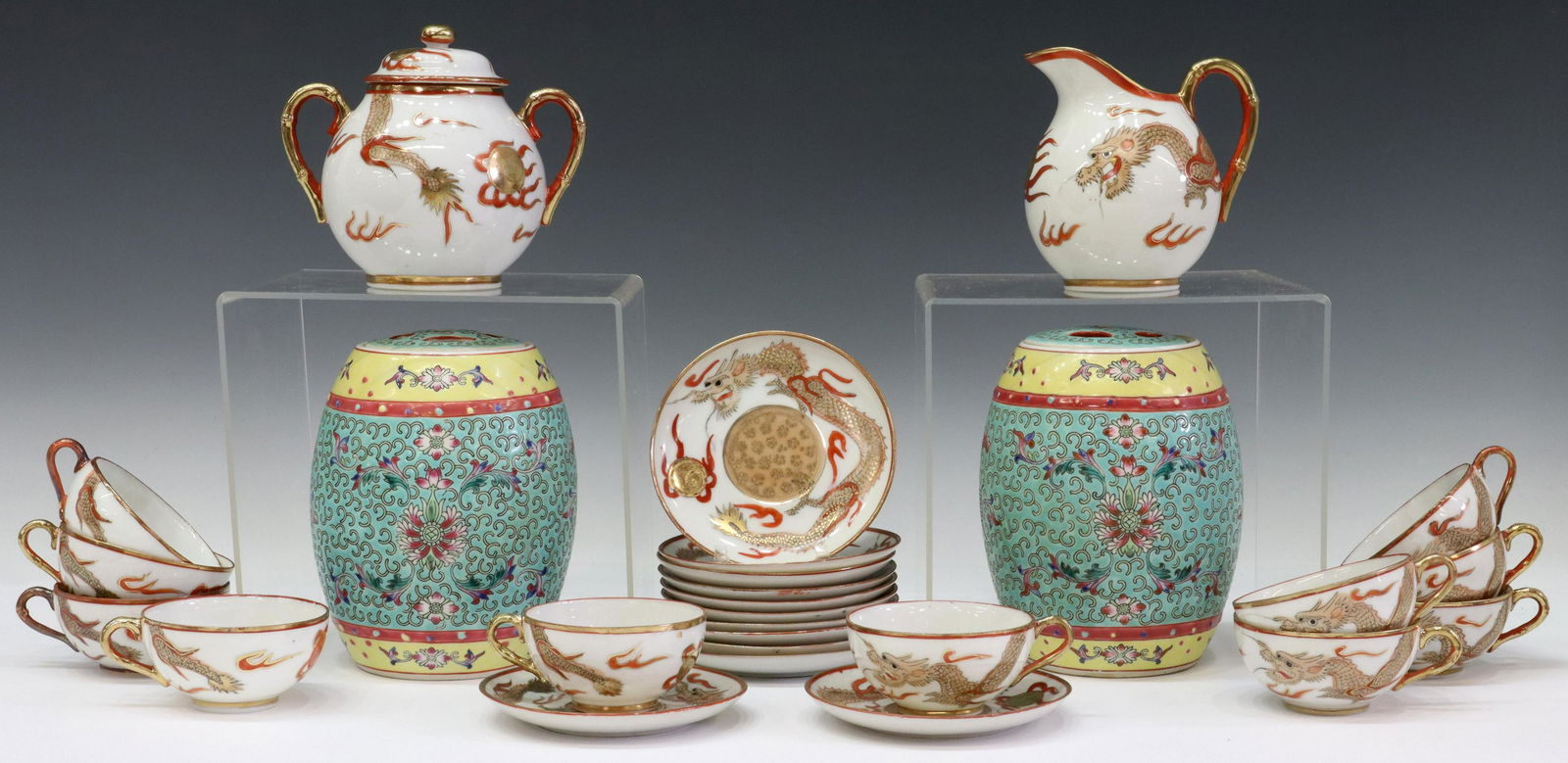 27) ASIAN PORCELAIN TABLEWARES, TEA SERVICE & JARS (1 of 6)