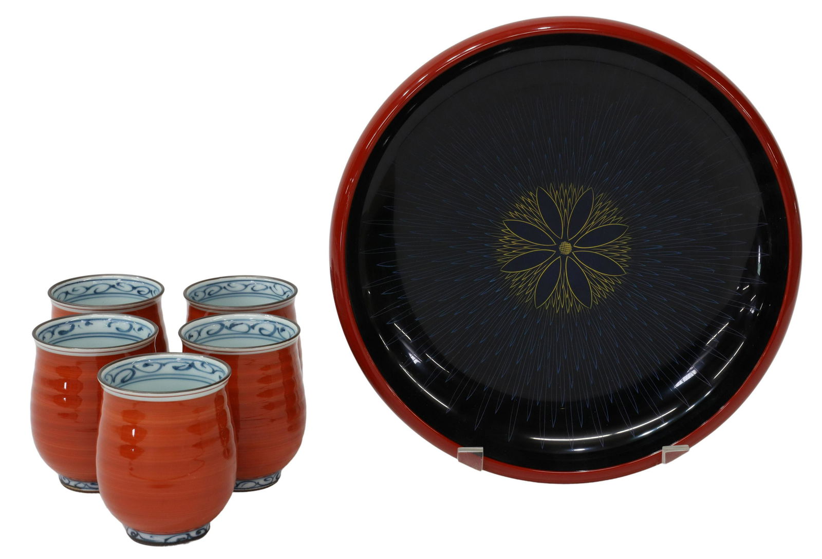 (6) JAPANESE LACQUERED BOWL & ARITA PORCELAIN CUPS (1 of 5)