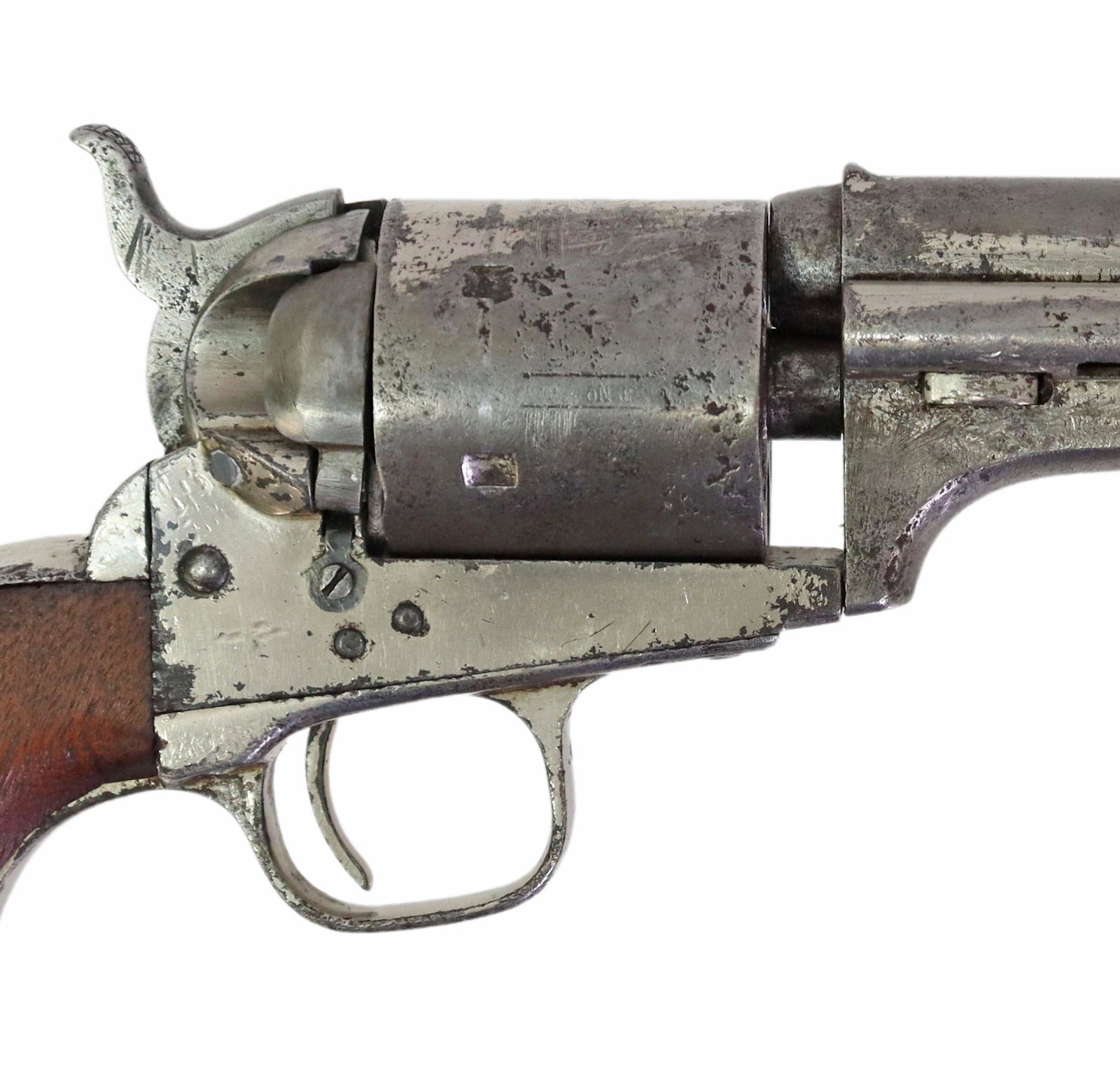 COLT MODEL 1871-72 OPEN TOP REVOLVER: Colt Model 1871-72 Open Top Revolver, single action .41 caliber, 7.5" round barrel marked "Address Col. Saml. Colt New-York U.S. America", the barrel with fixed front sight, fixed rear sight and eject