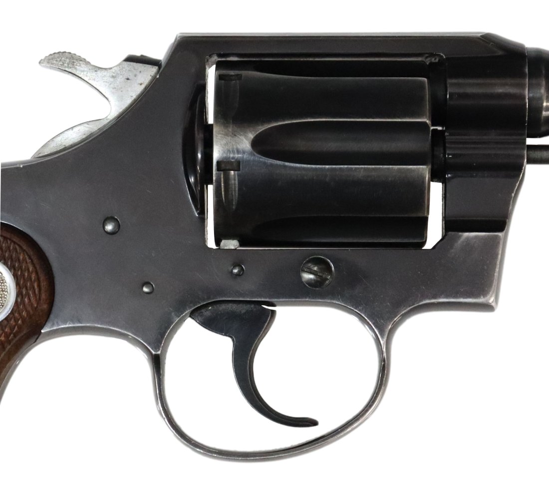 COLT COBRA REVOLVER, .38SPL CALIBER: Colt Cobra Double Action Revolver, First Model, mfg. 1960, .38Spl caliber, 2" barrel with ramp sight, six round swing out cylinder, aluminum alloy blued frame, left side frame with Colt logo, wood Col