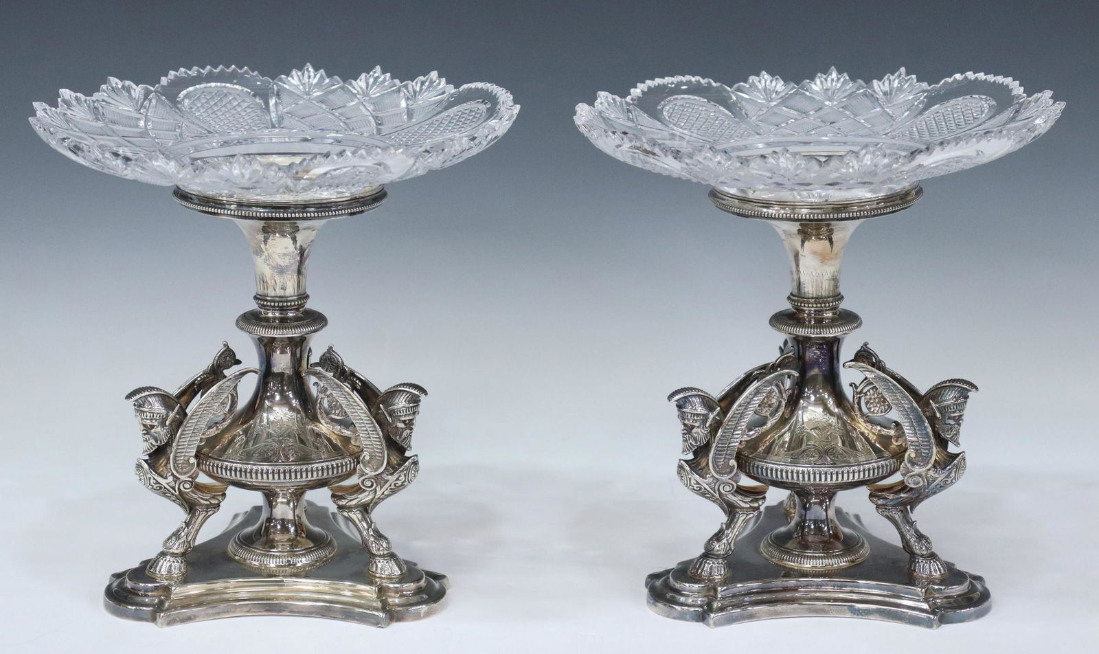 (2) ENGLISH SILVERPLATE & CUT GLASS COMPOTES (1 of 6)