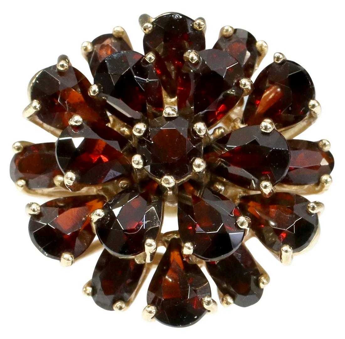 ESTATE 14K GOLD & GARNET CLUSTER FLORIFORM RING (1 of 5)