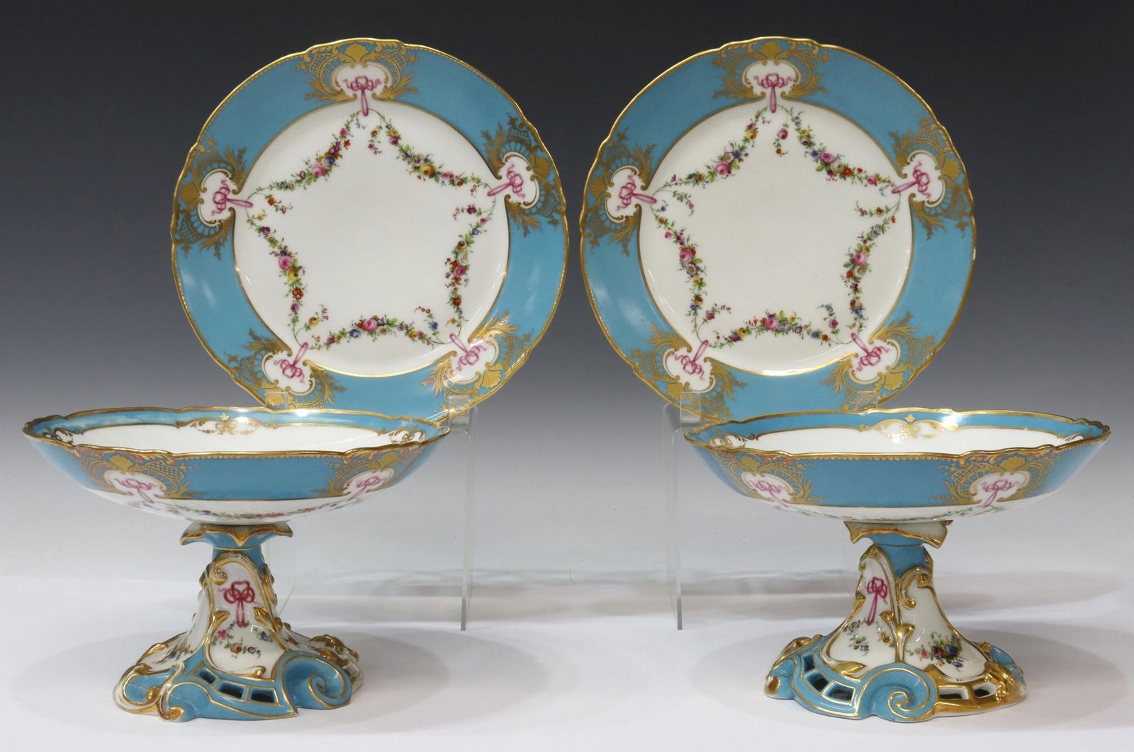 4) DENUELLE PARIS PORCELAIN COMPOTES & CAKE PLATES (1 of 5)