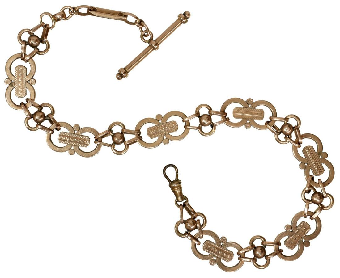 AUSTRO-HUNGARIAN 14KT ROSE GOLD WATCH T-BAR CHAIN (1 of 4)