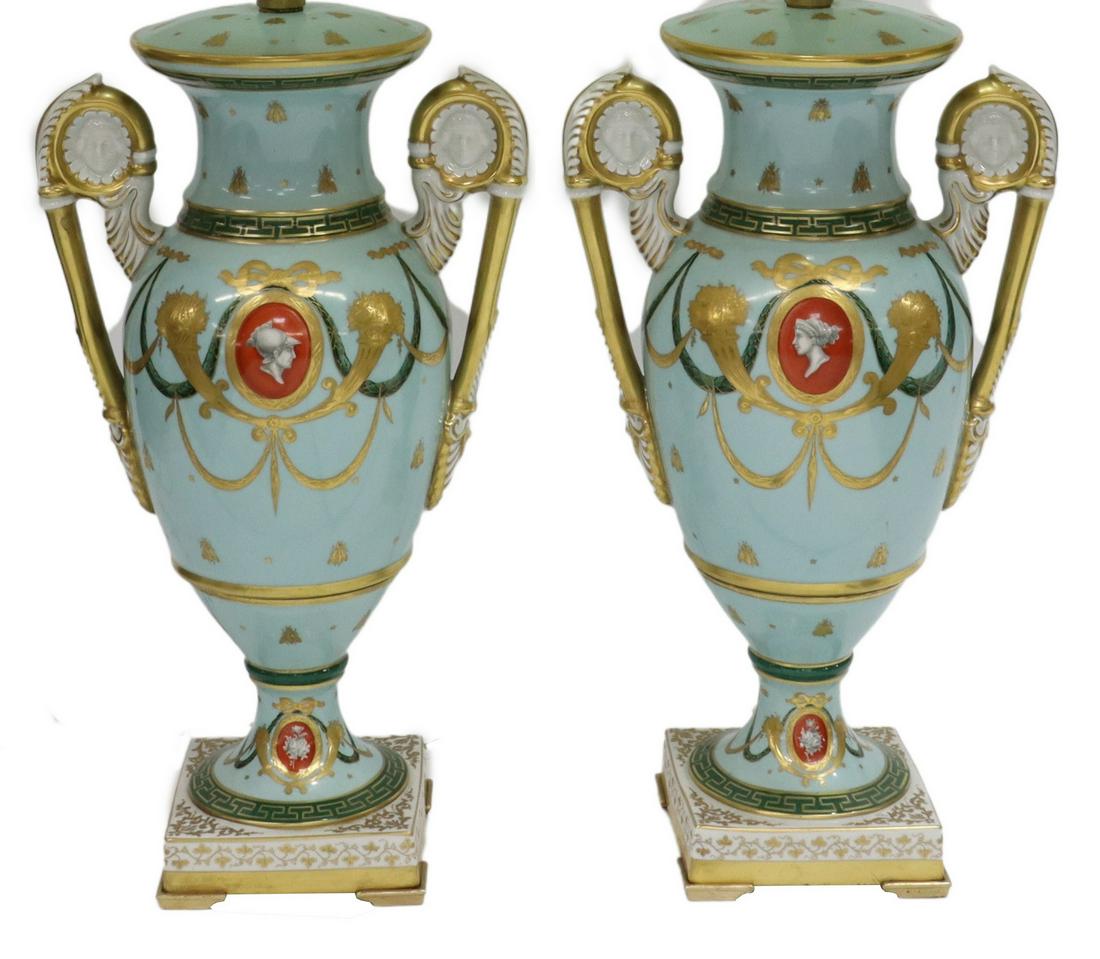 2) FRENCH LE TALLEC URN-FORM PORCELAIN TABLE LAMPS (1 of 8)