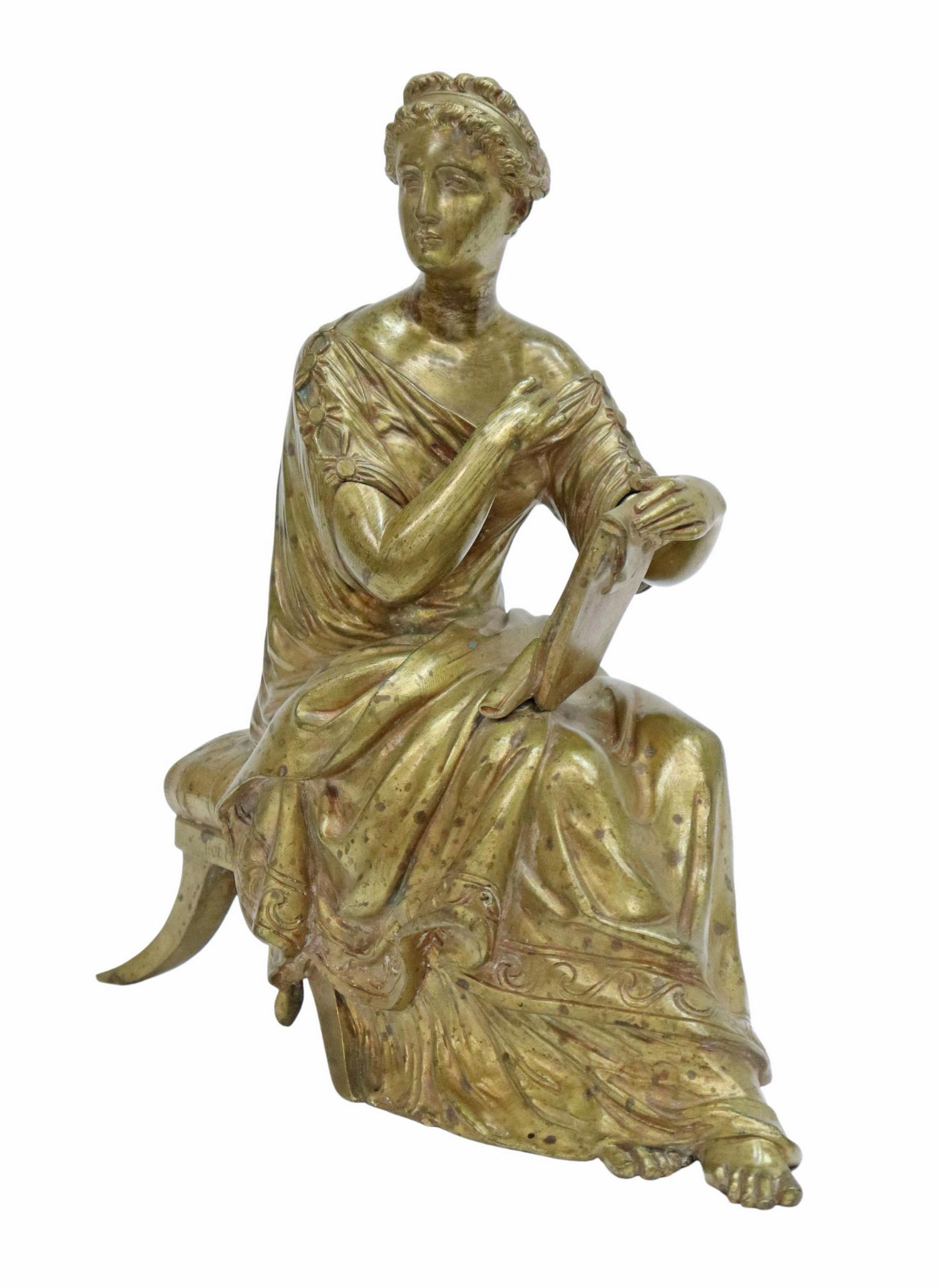 AFTER HOULET BRONZE NEOCLASSICAL SCULPTURE SAPPHO (1 of 4)