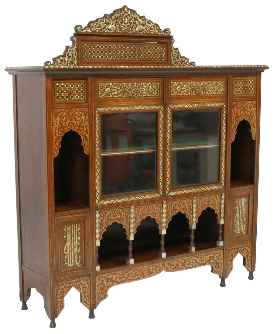 MOORISH MOP INLAID ROSEWOOD DISPLAY CABINET (1 of 6)