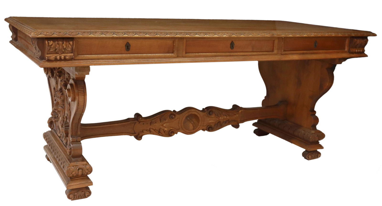 ITALIAN RENAISSANCE REVIVAL CARVED LIBRARY TABLE (1 of 6)