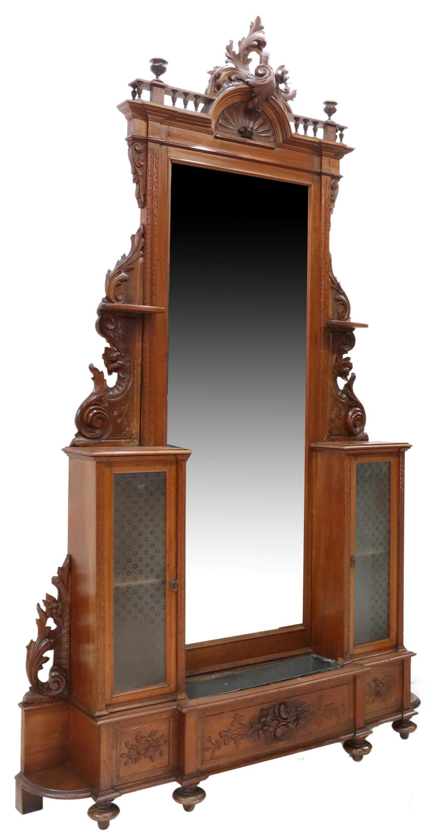 ITALIAN MIRRORED HALL CABINET & JARDINIERE (1 of 4)
