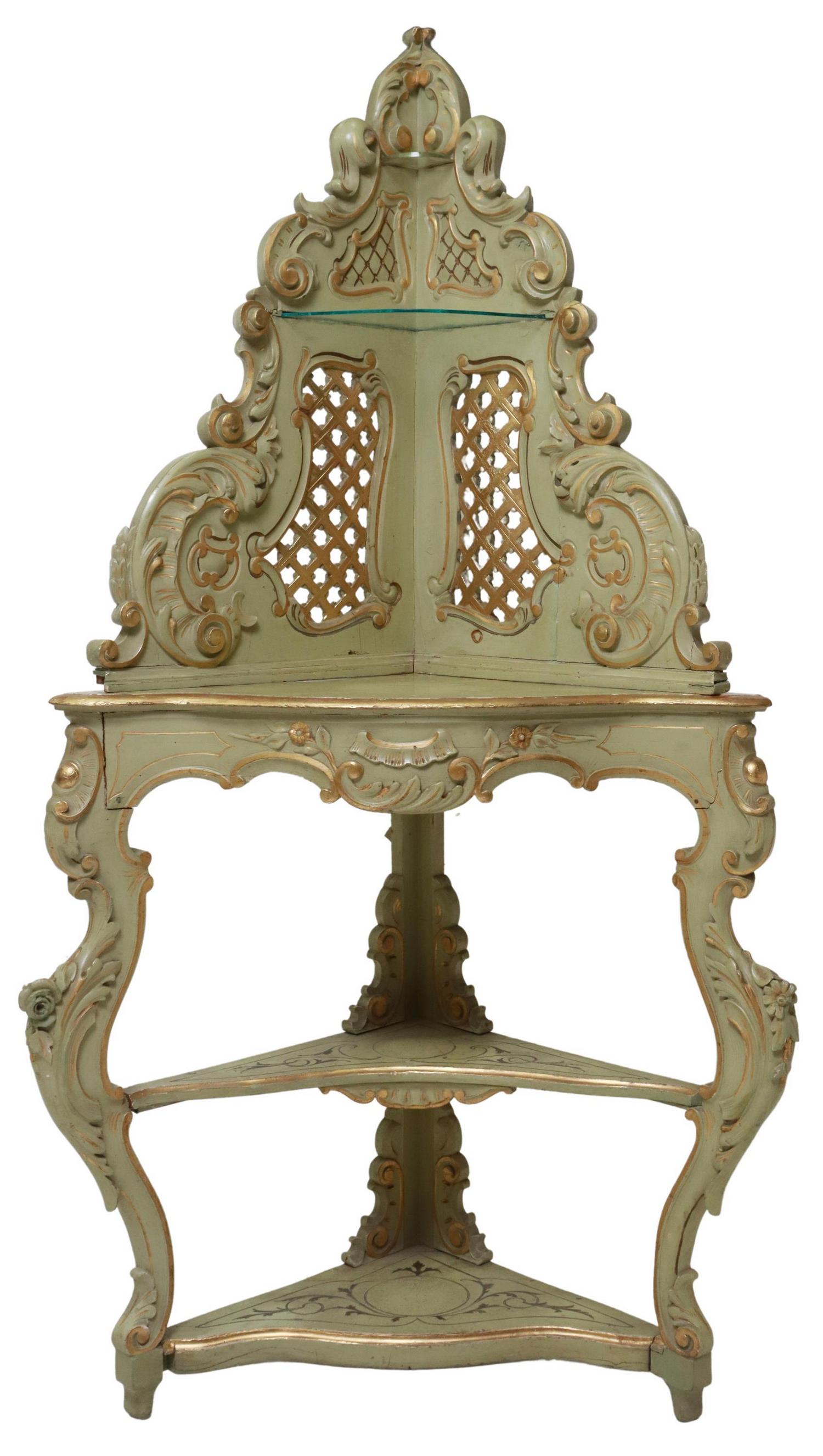 VENETIAN ROCOCO STYLE PARCEL GILT CORNER ETAGERE (1 of 4)