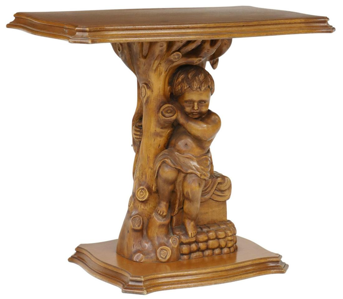 ITALIAN CARVED WALNUT PUTTO CONSOLE TABLE (1 of 5)